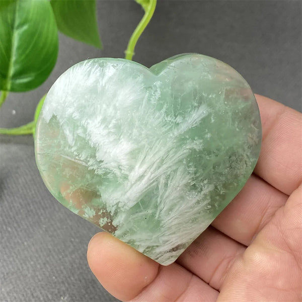 Green Feather Fluorite Heart-ToShay.org