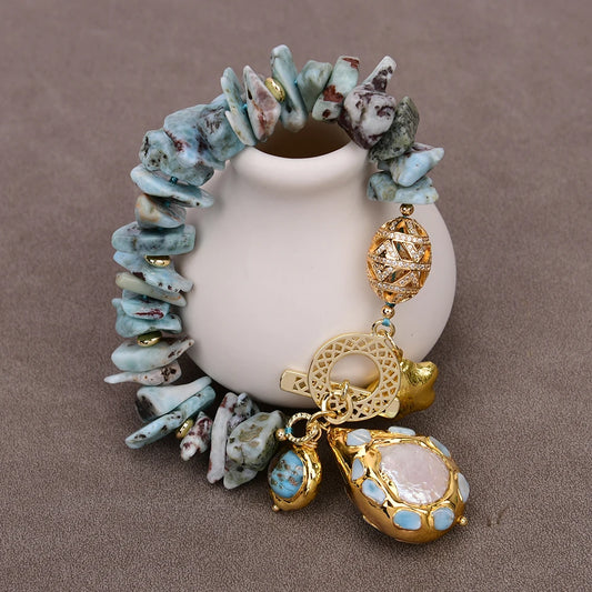 Blue Larimar Charm Bracelet-ToShay.org