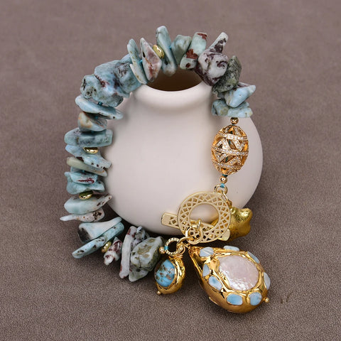 Blue Larimar Charm Bracelet-ToShay.org
