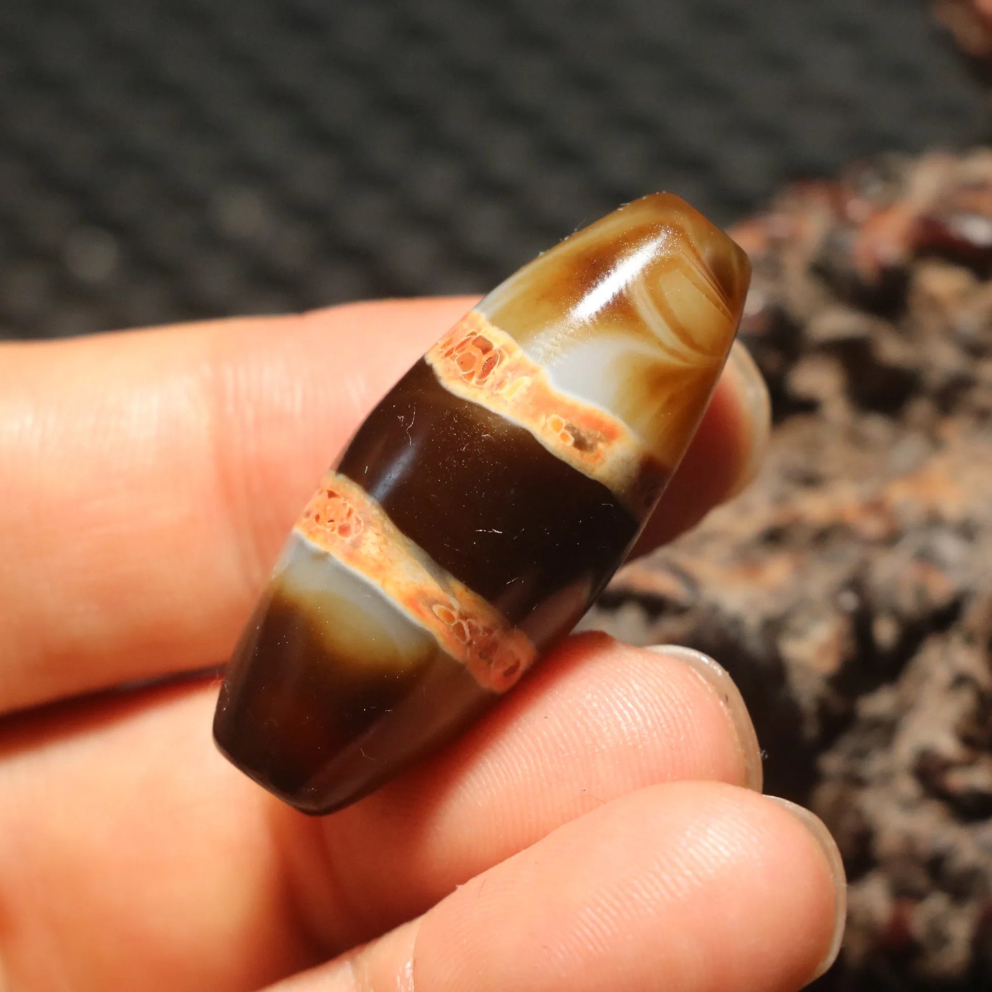 Tibetan Agate Dzi Bead-ToShay.org