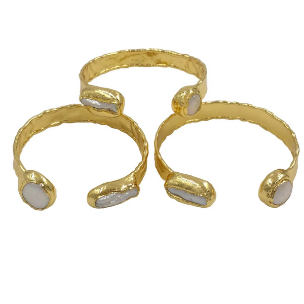 White Pearl Cuff Bangle-ToShay.org