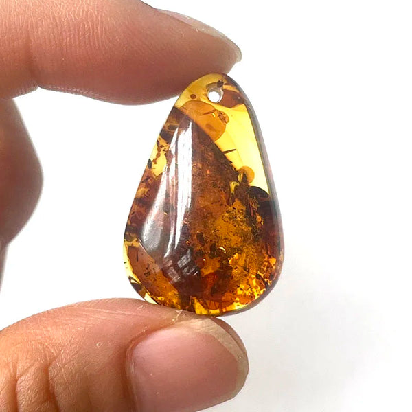 Yellow Piebald Amber Pendant-ToShay.org