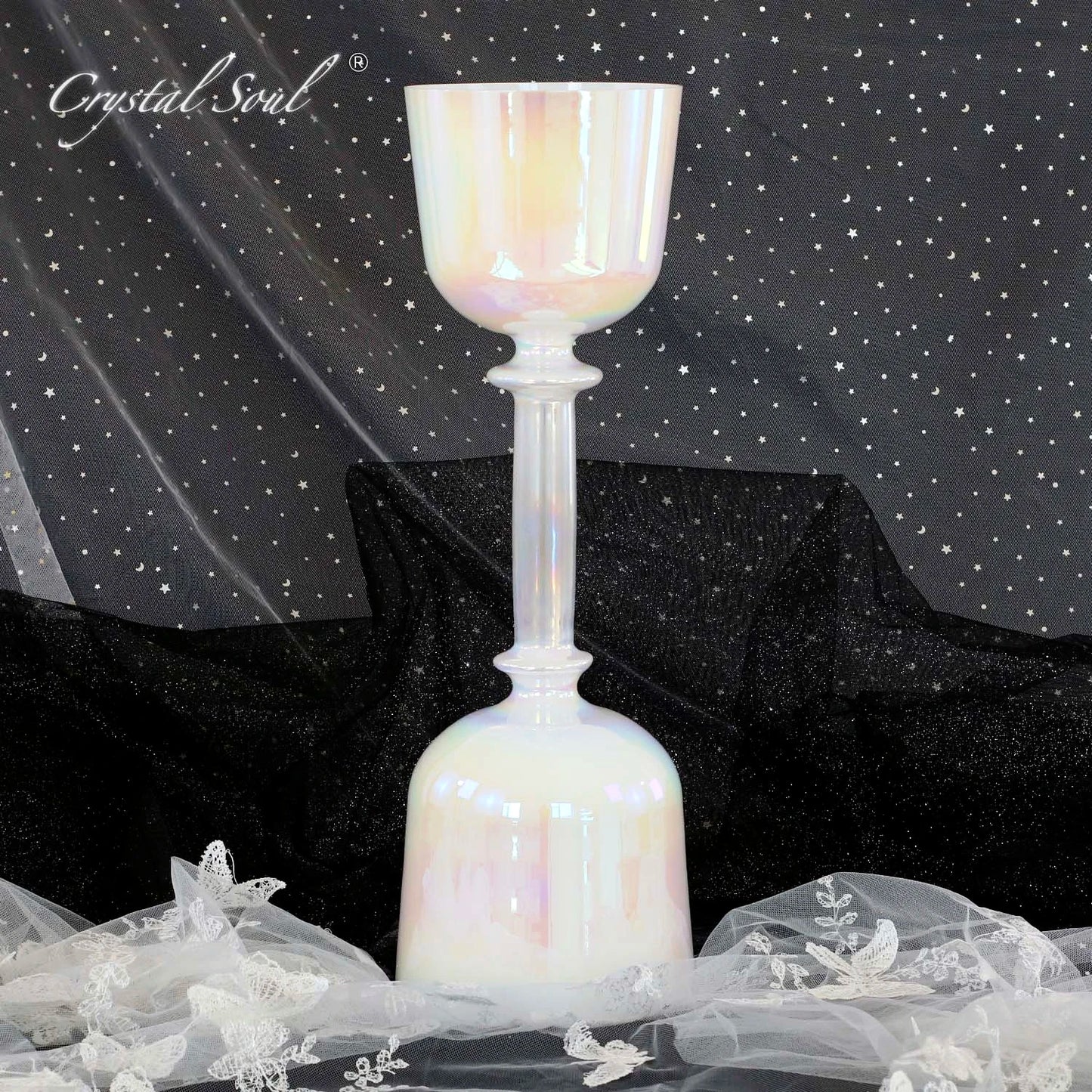 White Cosmic Crystal Double Bowls-ToShay.org