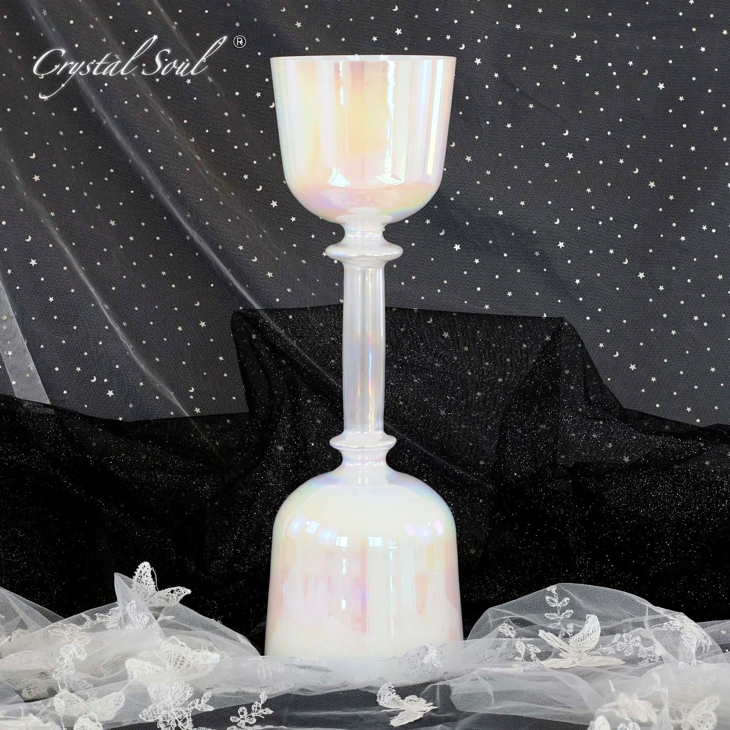 White Cosmic Double Singing Bowls-ToShay.org