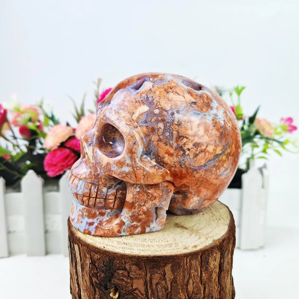 Red Petal Agate Skull-ToShay.org