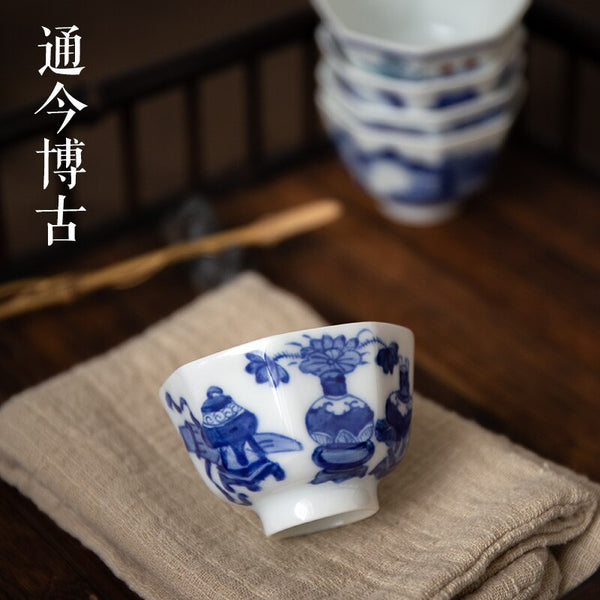 Blue White Ceramic Tea Cups-ToShay.org