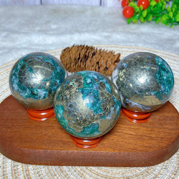 Green Jasper Pyrite Ball-ToShay.org