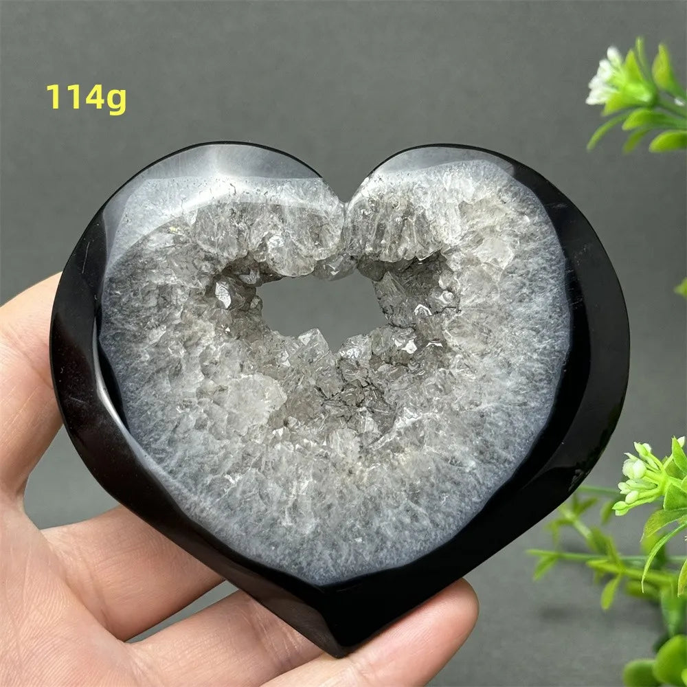 Black Agate Geode Heart-ToShay.org