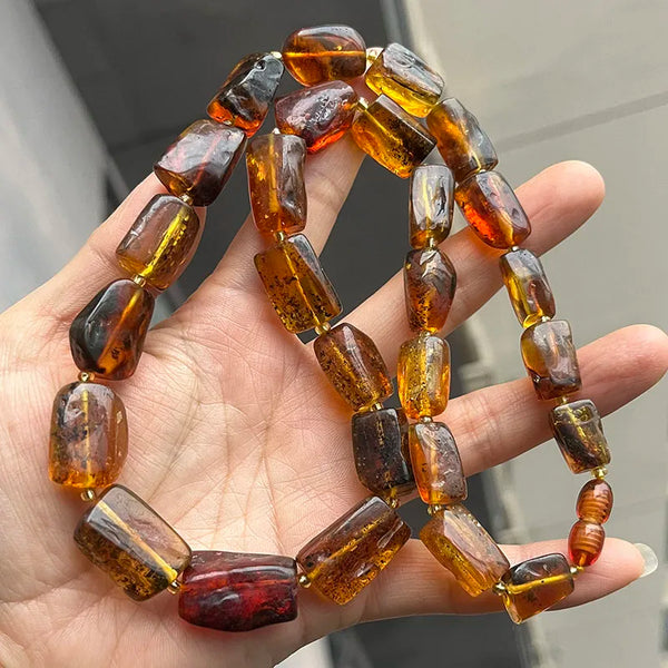 Yellow Amber Bead Necklace-ToShay.org