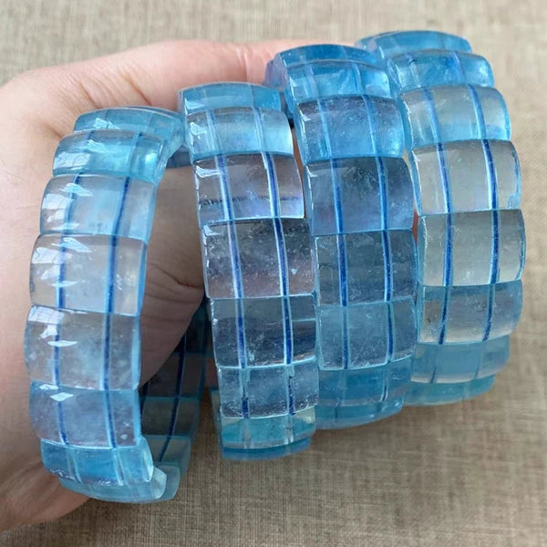 Blue Aquamarine Bead Bracelet-ToShay.org