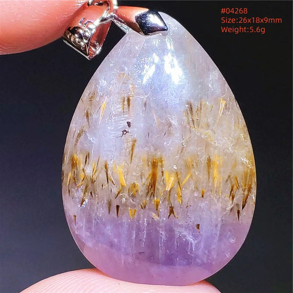 Purple Rutilated Auralite Pendant-ToShay.org