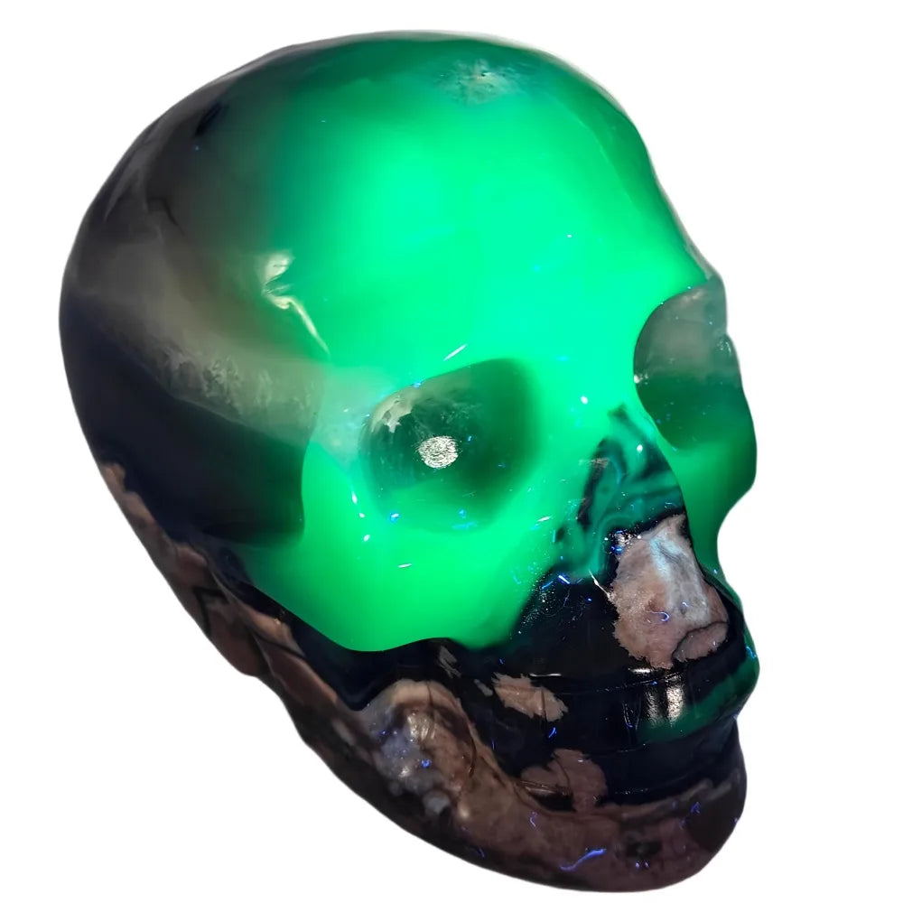 Grey Volcanic Agate Skull-ToShay.org