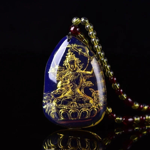 Yellow Amber Guanyin Pendant-ToShay.org
