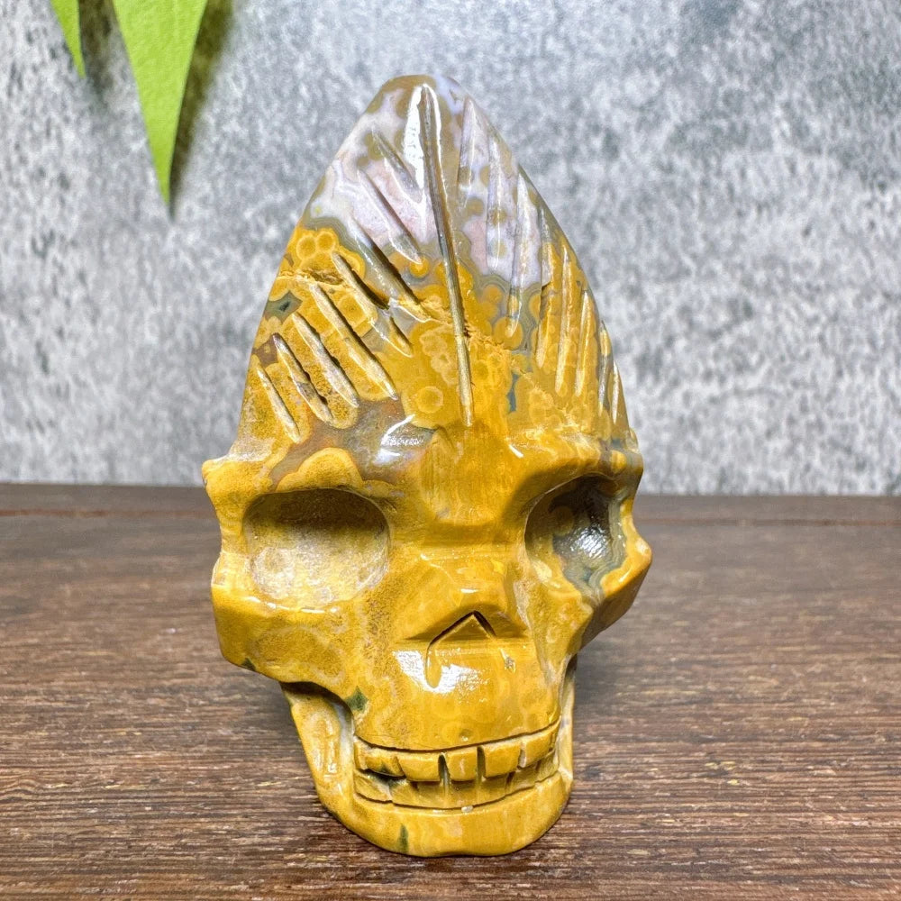 Ocean Jasper Feather Skull-ToShay.org