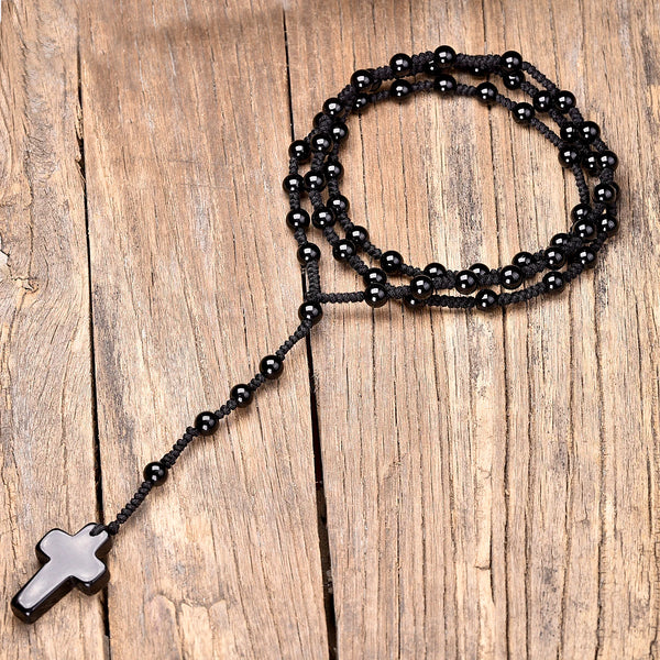 Black Agate Rosary Beads-ToShay.org
