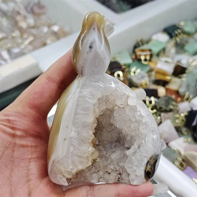 Yellow Agate Geode Bird-ToShay.org