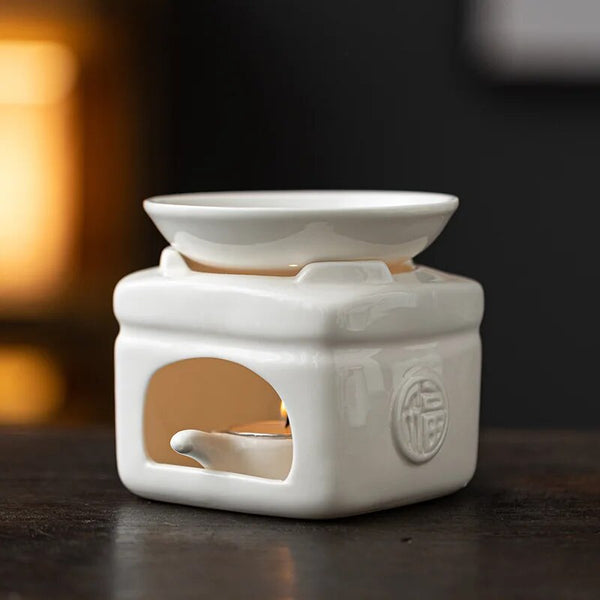 White Ceramic Essential Oil Burner-ToShay.org