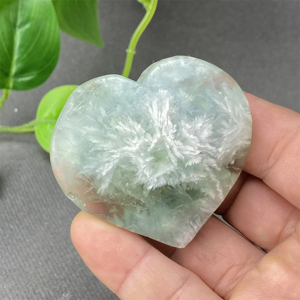 Green Feather Fluorite Heart-ToShay.org