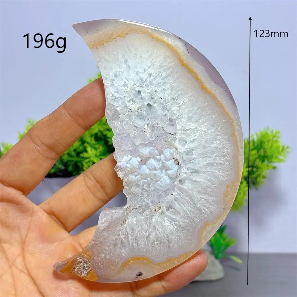 Grey Druzy Agate Moon Face-ToShay.org