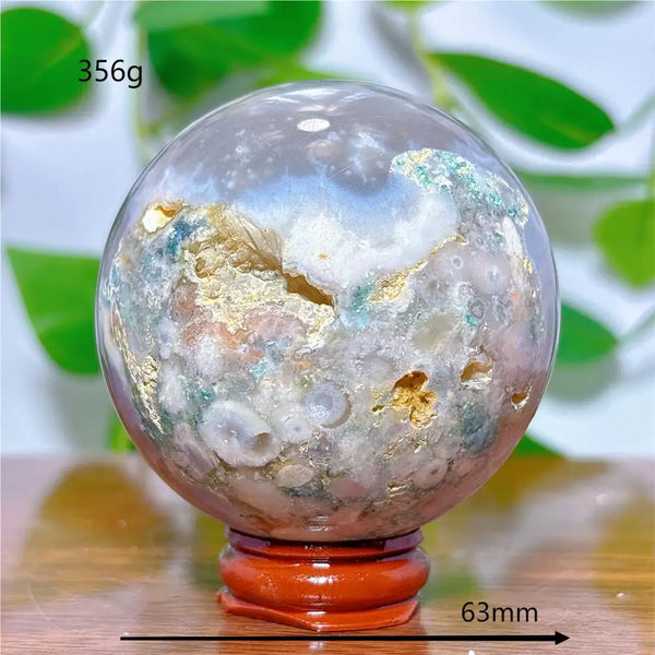 Pink Flower Agate Ball-ToShay.org