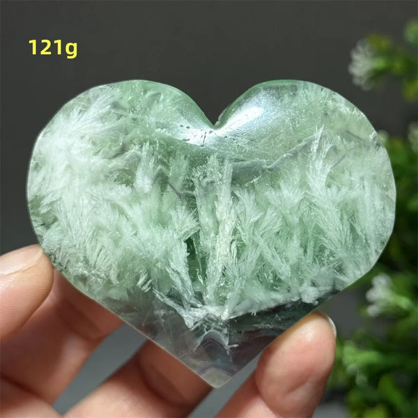 Green Feather Fluorite Heart-ToShay.org