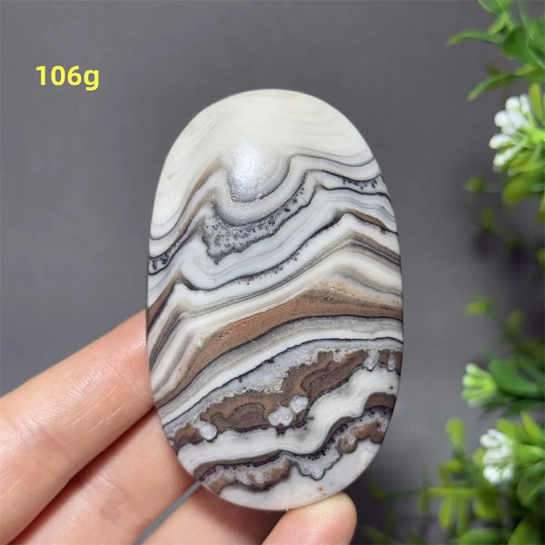 Grey Striped Calcite Palm Stone-ToShay.org