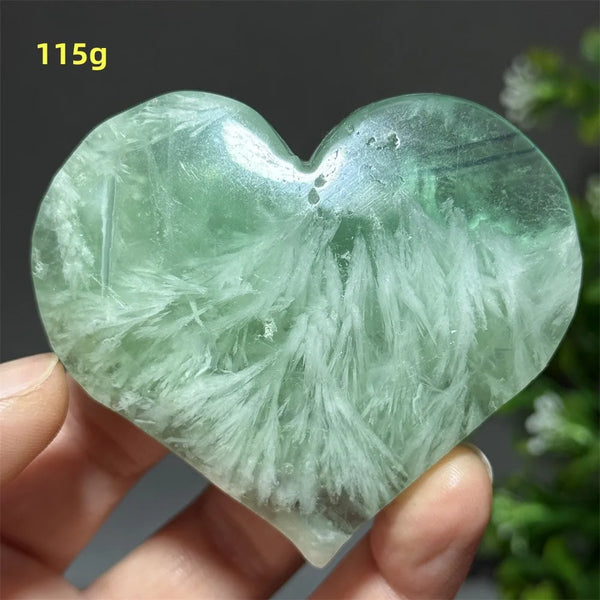Green Feather Fluorite Heart-ToShay.org