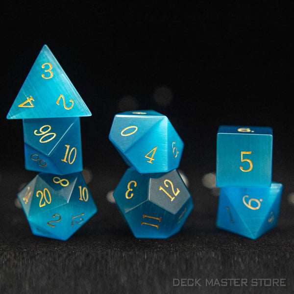 Blue Aquamarine Cats Eye Dice-ToShay.org