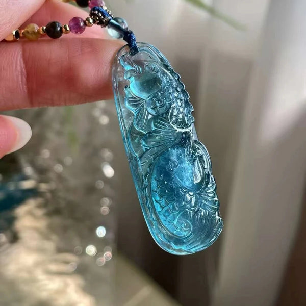 Blue Aquamarine Fish Pendant-ToShay.org
