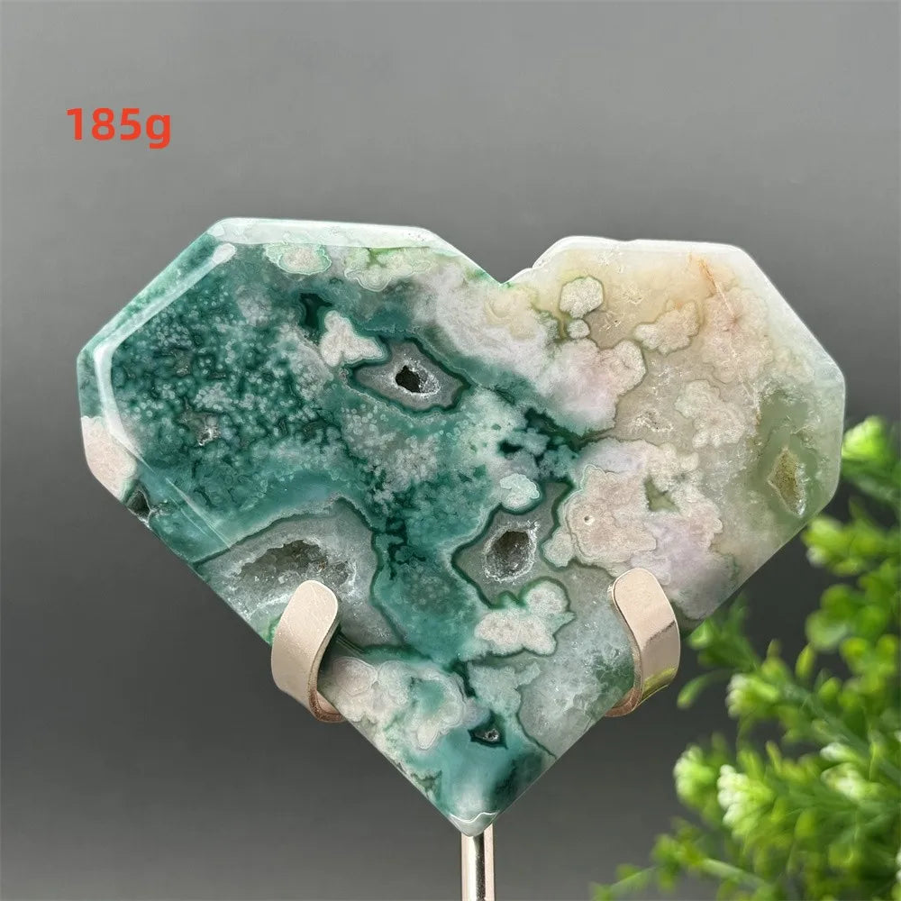 Green Cherry Blossom Agate Heart-ToShay.org