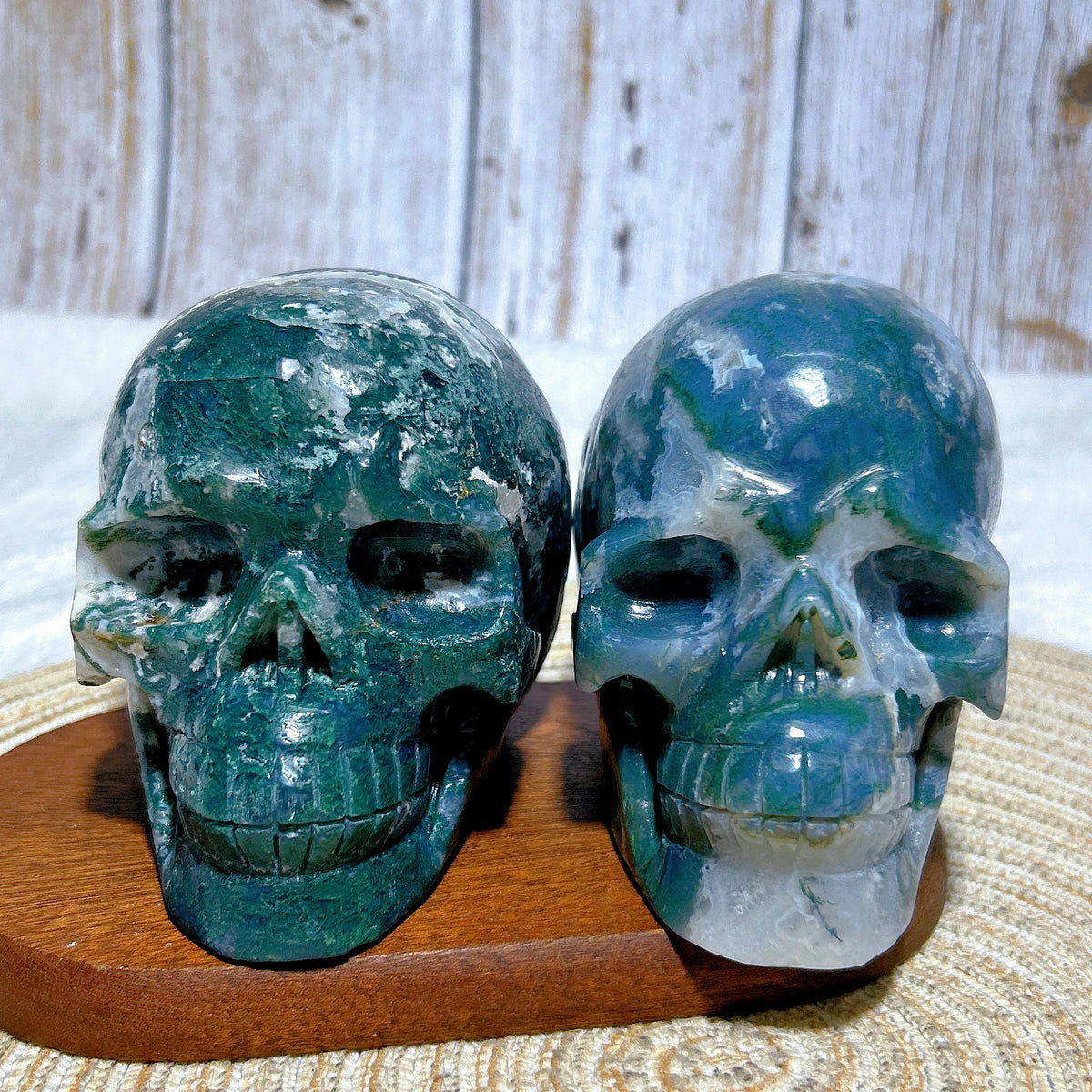 Green Moss Agate Skull-ToShay.org