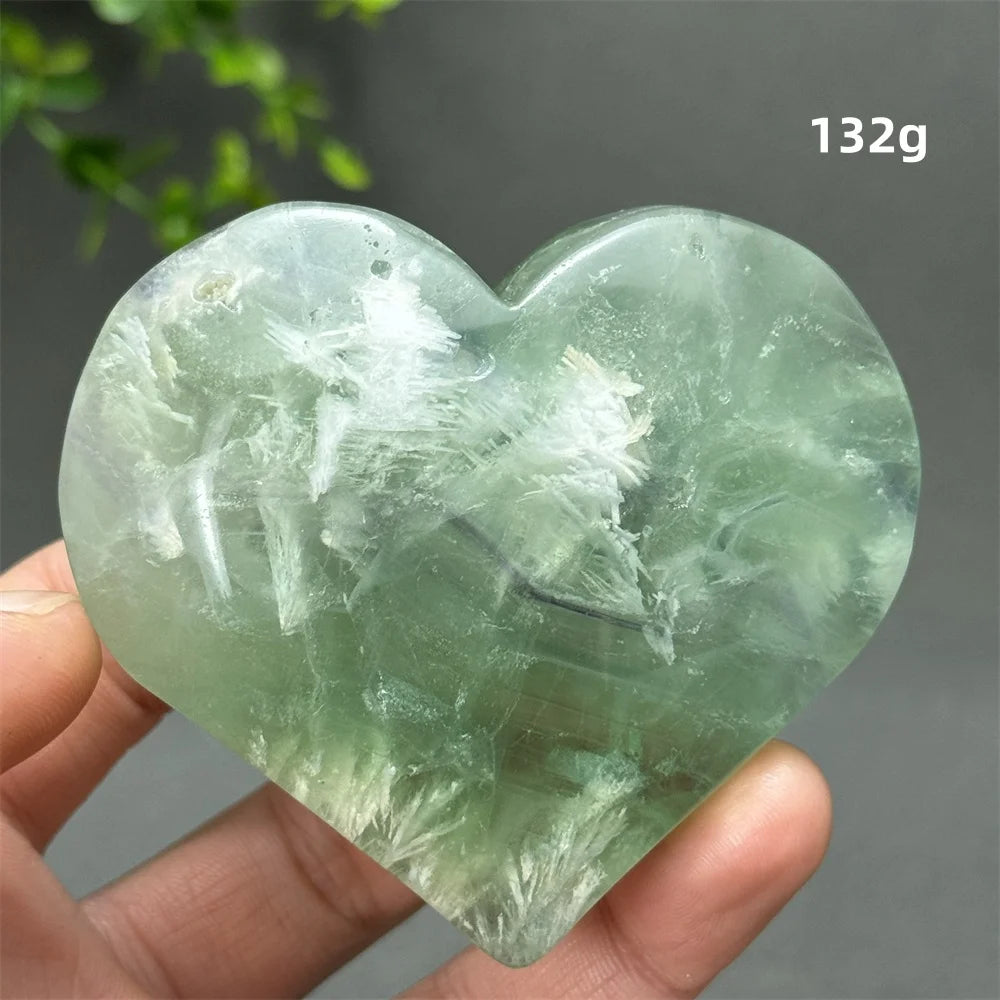 Green Feather Fluorite Heart-ToShay.org