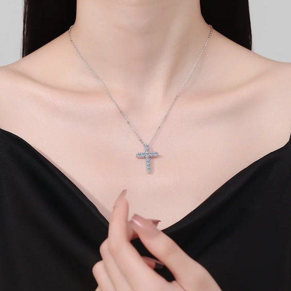 Silver Diamond Cross Pendant-ToShay.org