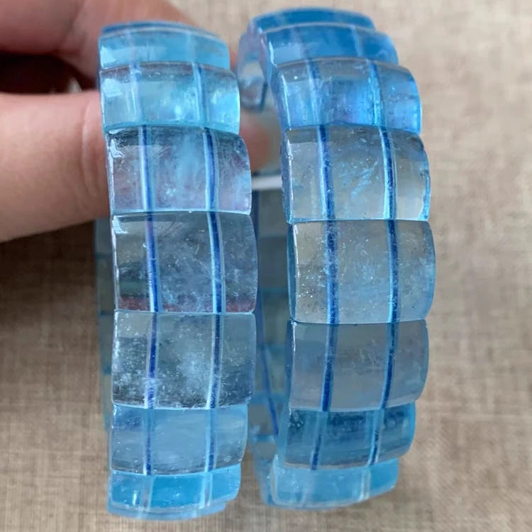 Blue Aquamarine Bead Bracelet-ToShay.org