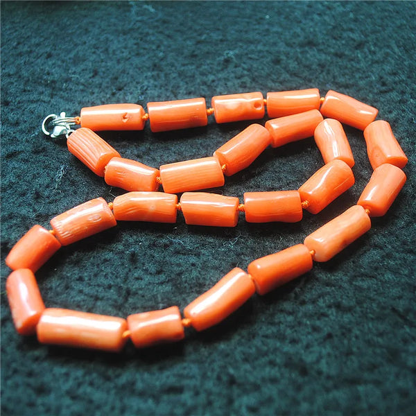 Orange Coral Drum Necklace-ToShay.org
