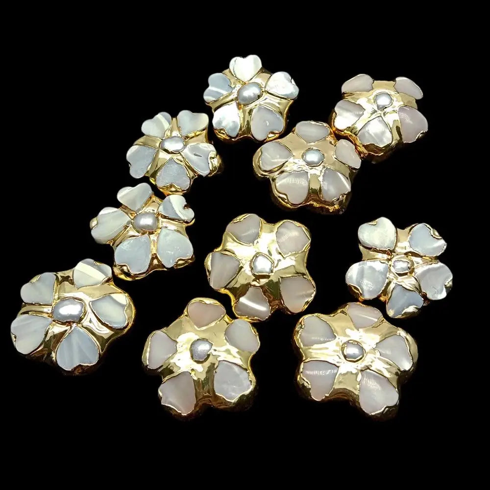 White Shell Flower Beads-ToShay.org