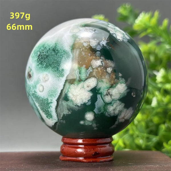 Green Cherry Blossom Agate Ball-ToShay.org