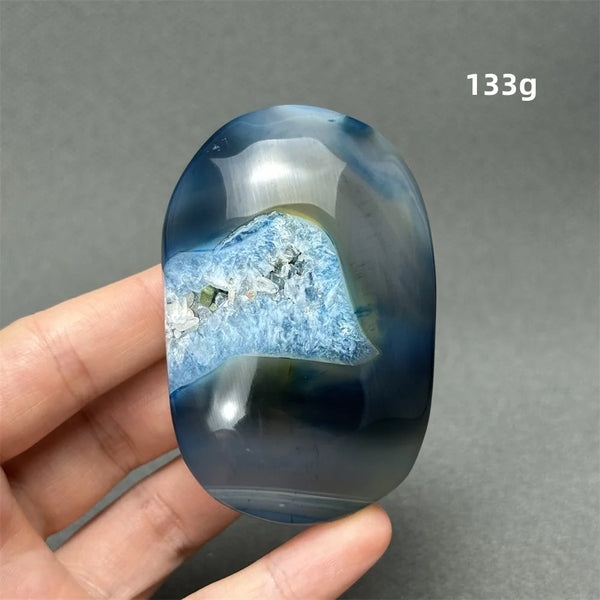 Blue Agate Palm Stone-ToShay.org
