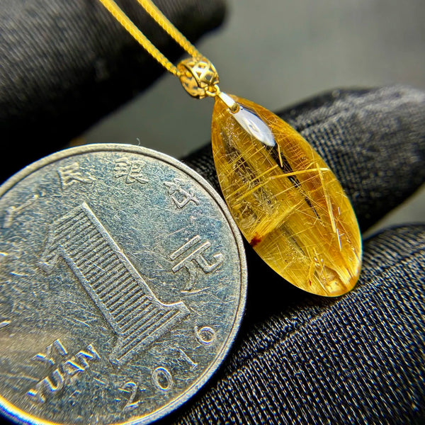 Gold Rutilated Quartz Pendant-ToShay.org