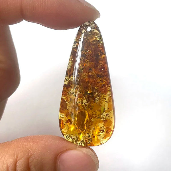 Yellow Piebald Amber Pendant-ToShay.org