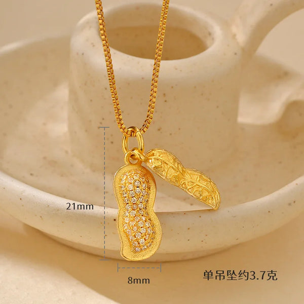 Gold Peanut Pendant Necklace-ToShay.org