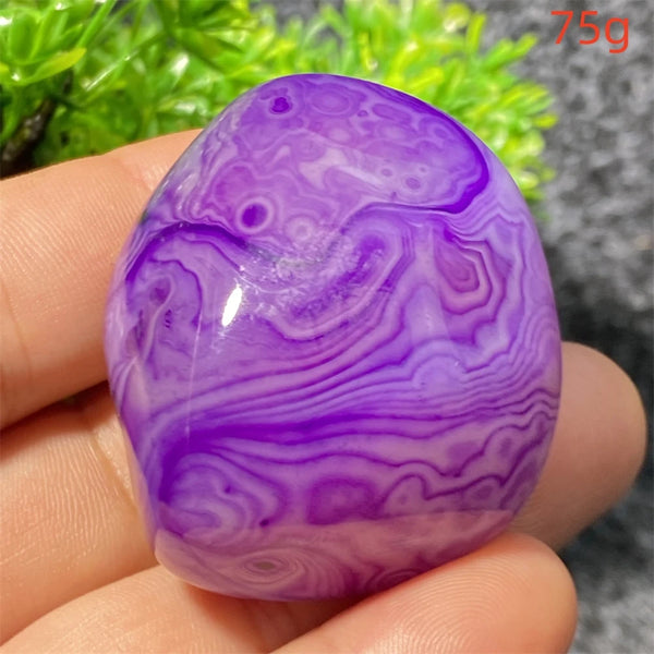 Purple Silk Agate Palm Stone-ToShay.org