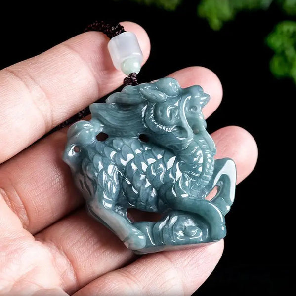Blue Jadeite Kylin Pendant-ToShay.org