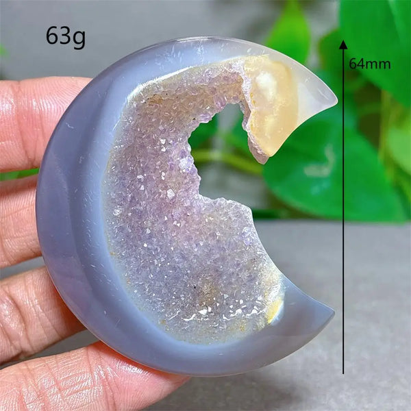 Grey Agate Silk Druzy Moon-ToShay.org
