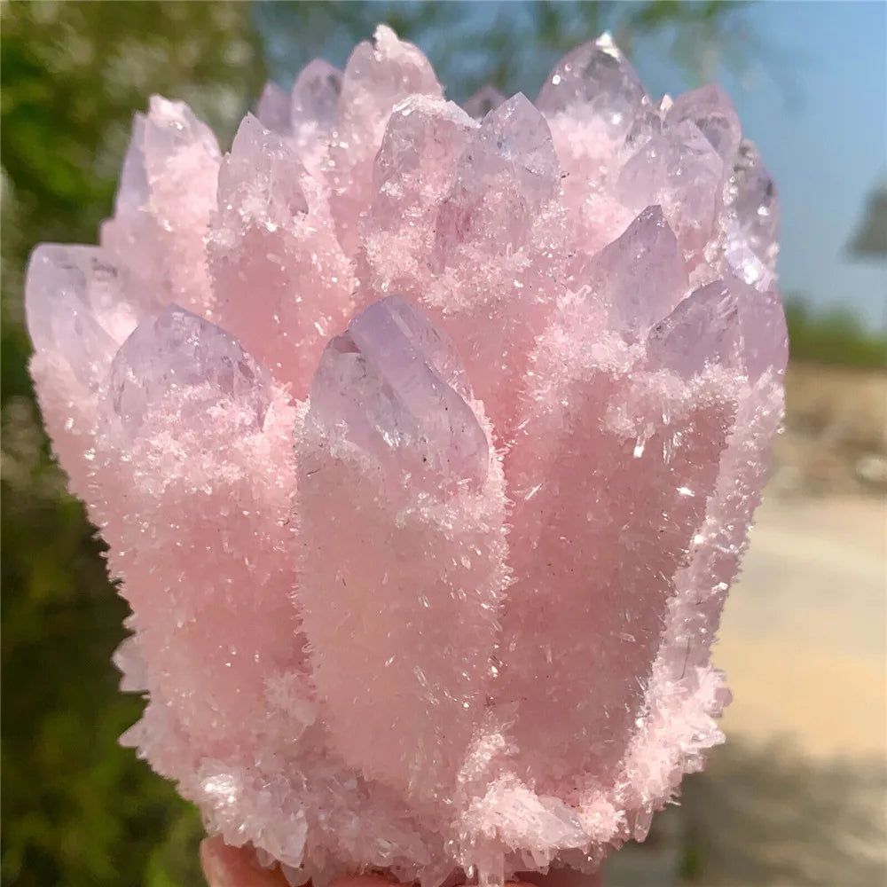 Pink Quartz Crystal Cluster-ToShay.org