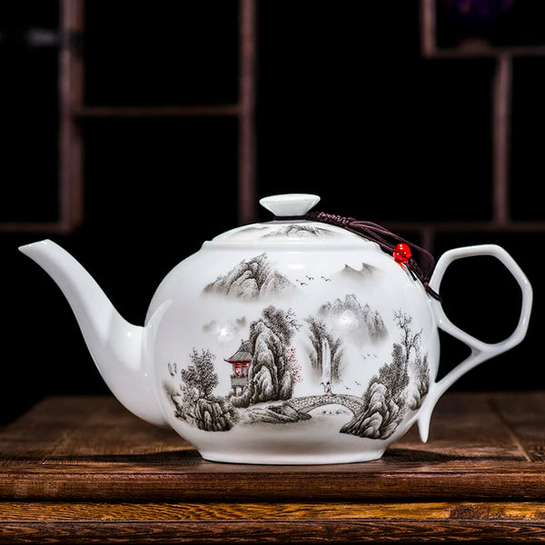 White Painted Porcelain Teapots-ToShay.org