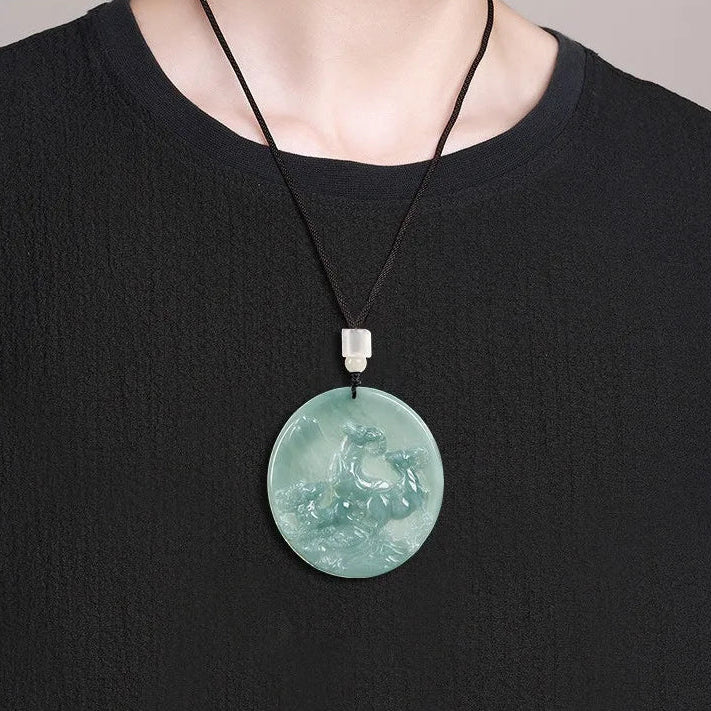 Green Jade Ram Pendant-ToShay.org