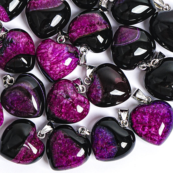 Pink Rose Black Agate Heart-ToShay.org