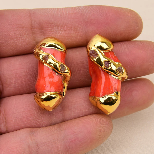 Orange Coral Branch Beads-ToShay.org