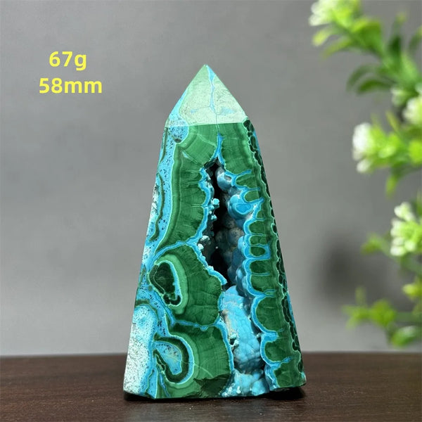 Blue Chrysocolla Malachite Point-ToShay.org